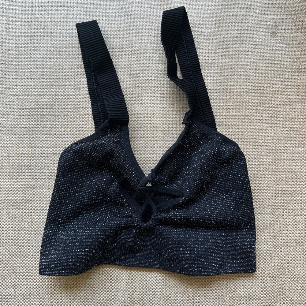 urban outfitters sparkly black crop top bralette